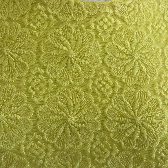 Vintage 60s Shift Dress Size 12 Yellow Floral Lace Overlay Sleeveless Retro - Picture 7 of 12